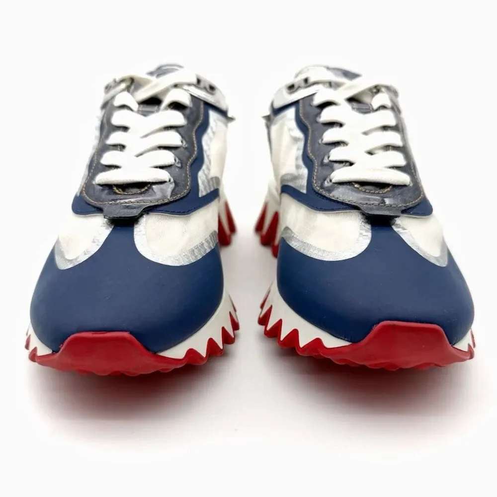 CHRISTIAN LOUBOUTIN Sharkina Blue Mesh Sneaker Size 38 US 8 Low Top Lace Up